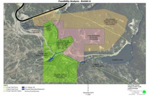 A map included in a feasibility analysis shows the lands near Wolf Creek proposed for a trade