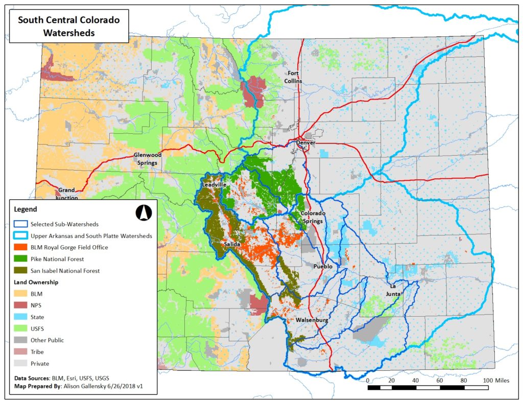 Map of South-Central Colorado Watersheds