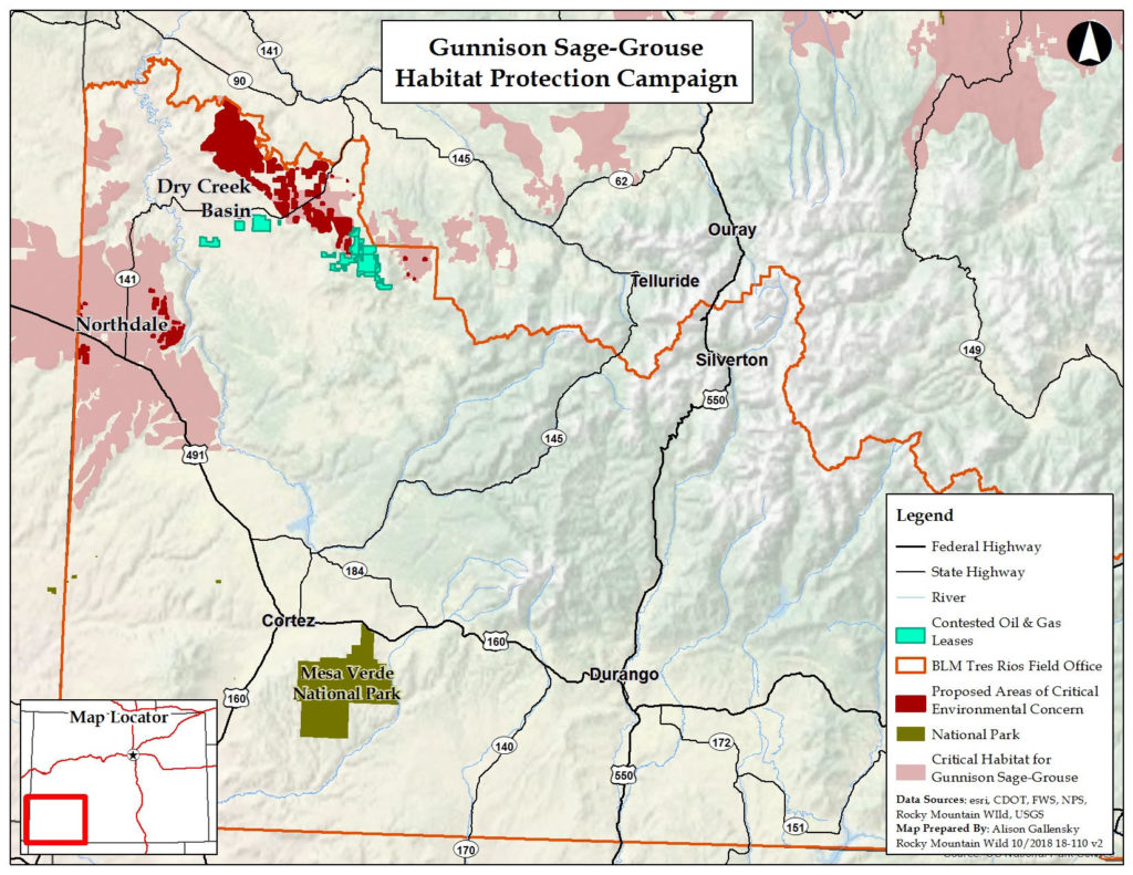 Gunnison sage-grouse habitat protection campaign map