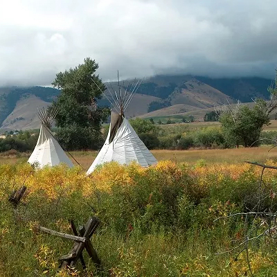 Teepees on the plains of the Nez Perce National HIstorical Park